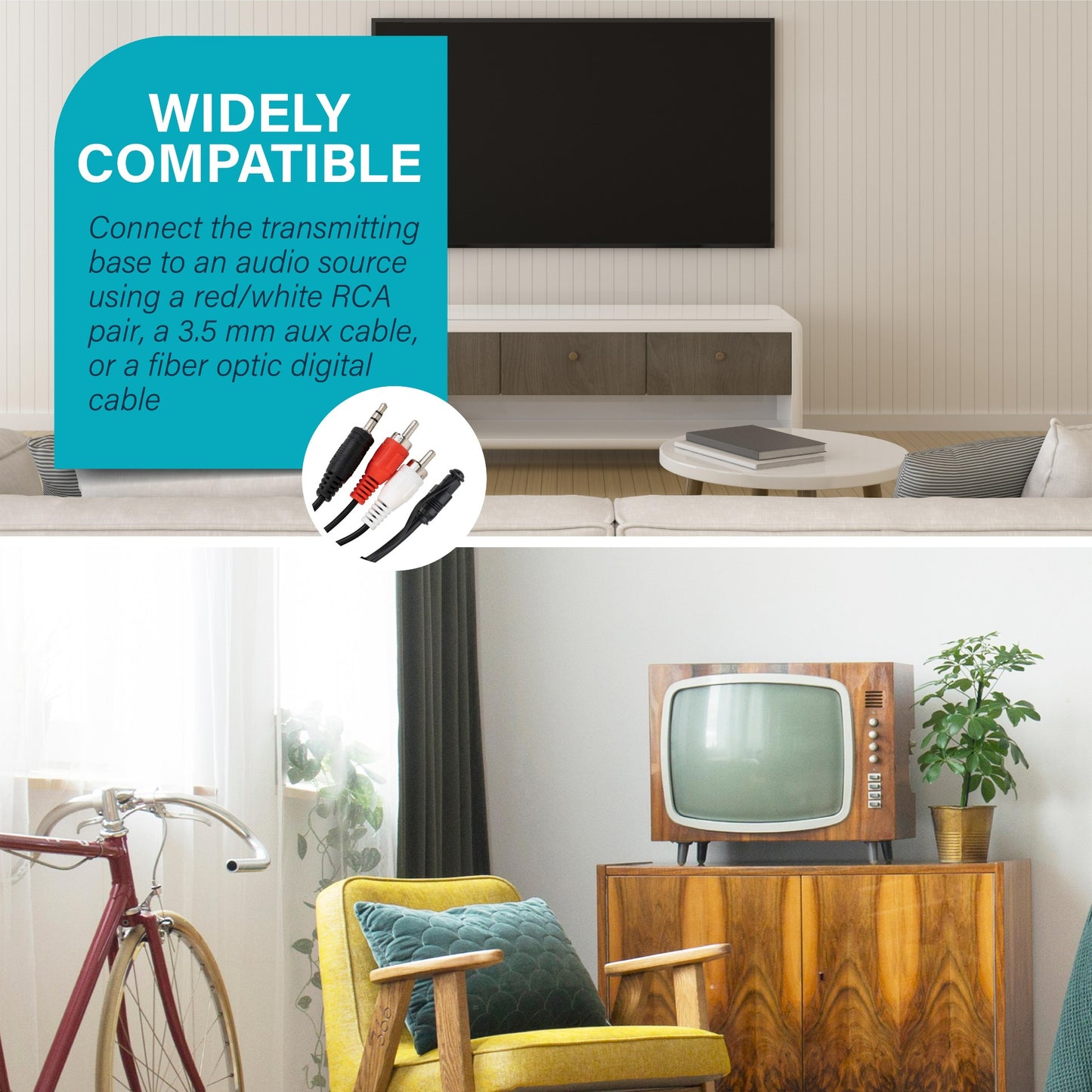 SEREONIC Portable Wireless TV Speakers for Smart TV - Black & Grey