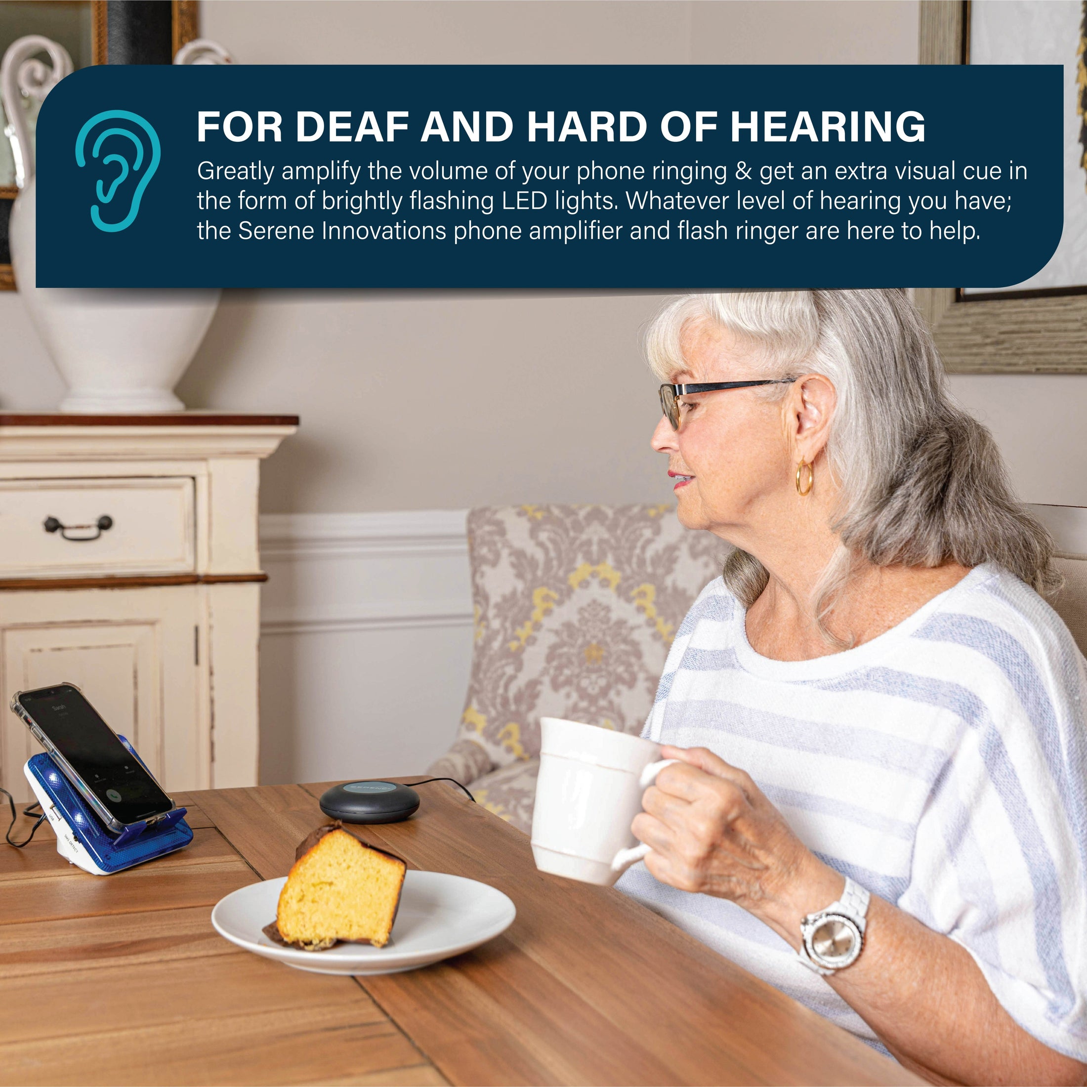 Landline External Ringer Cell Phone Ringer Amplifier & Telephone Ringer Amplifier with bed ...