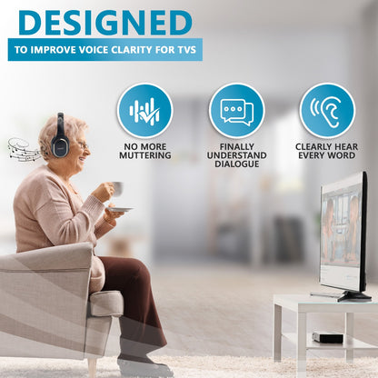 Voice Enhancing TV Headphones - Light Weight with Zero Delay