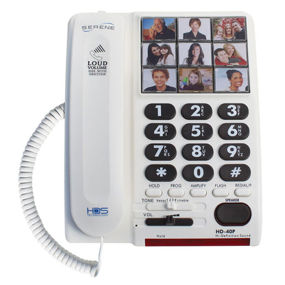 Amplified Big Button Landline Phone for Seniors – 26dB Home Phone with Photo Buttons – Telephones for Hearing Impaired & Simple Big Button Telephone Number for Seniors by Serene Innovations.